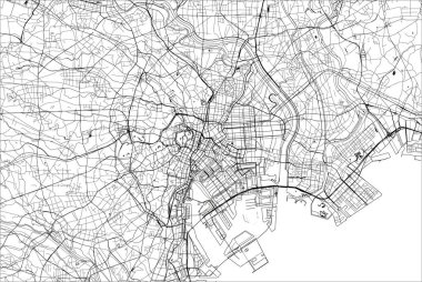 vektör harita city Tokyo, Kanto, Island Honshu, Japonya