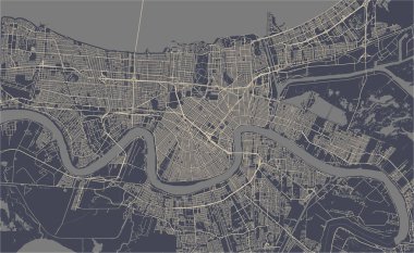 vector map of the city of New Orleans, Louisiana, USA clipart