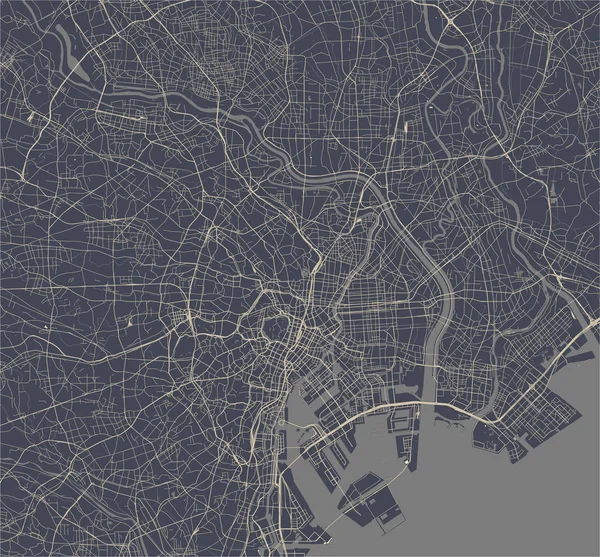 Carte Vectorielle Ville Tokyo Kanto Île Honshu Japon — Image vectorielle