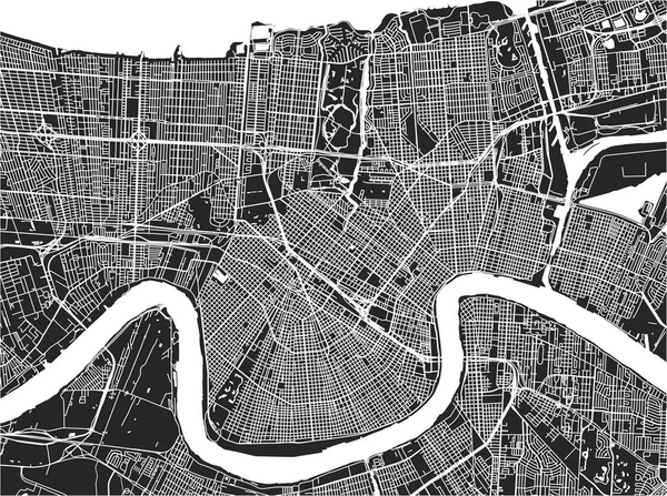 Mapa Vectorial Ciudad Nueva Orleans Luisiana — Vector de stock