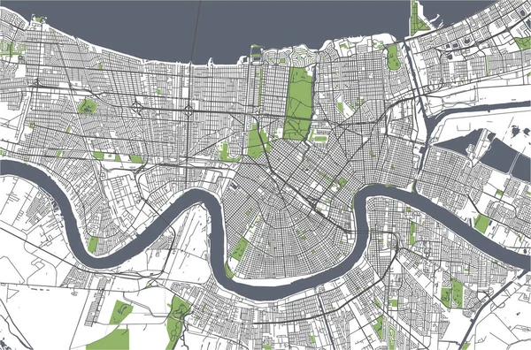 Mapa Vetorial Cidade New Orleans Louisiana Estados Unidos América — Vetor de Stock