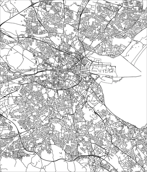 Mapa Vectorial Ciudad Dublín Irlanda — Archivo Imágenes Vectoriales