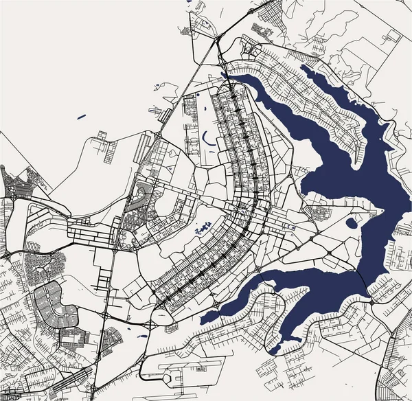 巴西首都巴西利亚市矢量地图 — 图库矢量图片