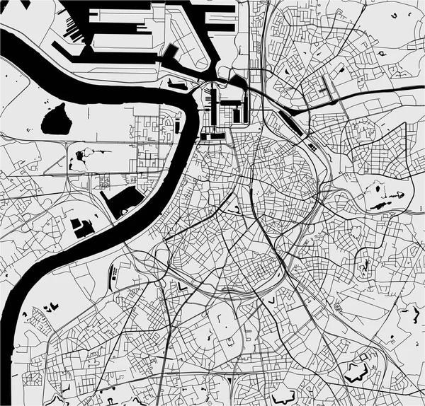 Mapa Vectorial Ciudad Amberes Bélgica — Vector de stock