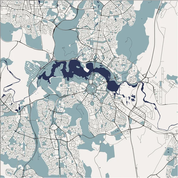 Вектор Карта Міста Канберра Австралійська Столична Територія Єднані Арабські Емірати — стоковий вектор