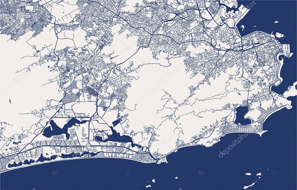 vector map of the city of Rio de Janeiro, Southeast, Brazil