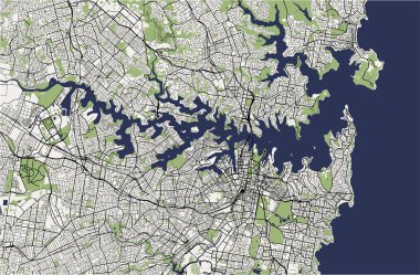 Sydney şehir, New South Wales, Avustralya Haritası