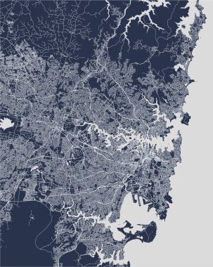 Sydney şehir, New South Wales, Avustralya Haritası