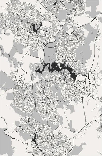 澳大利亚首都直辖区堪培拉市矢量地图 — 图库矢量图片