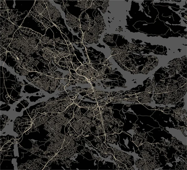 Mapa da cidade de Estocolmo, Suécia — Vetor de Stock