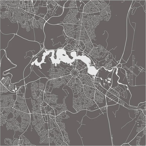 Mapa Vetorial Cidade Canberra Austrália — Vetor de Stock
