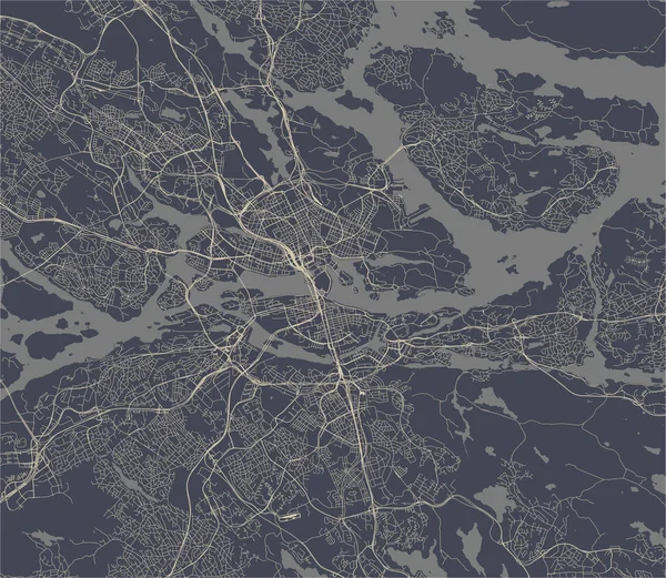 Vector Χάρτη Της Πόλης Της Στοκχόλμης Σουηδία — Διανυσματικό Αρχείο
