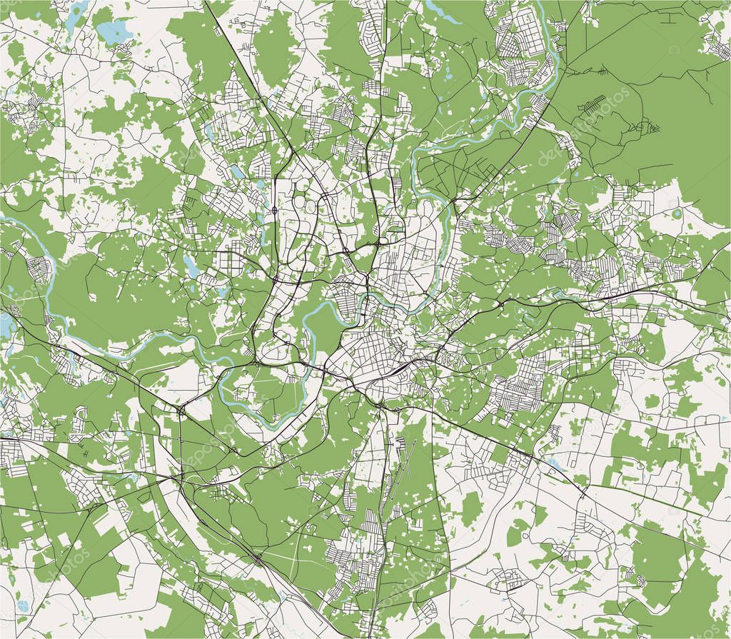 vector map of the city of Vilnius, Lithuania