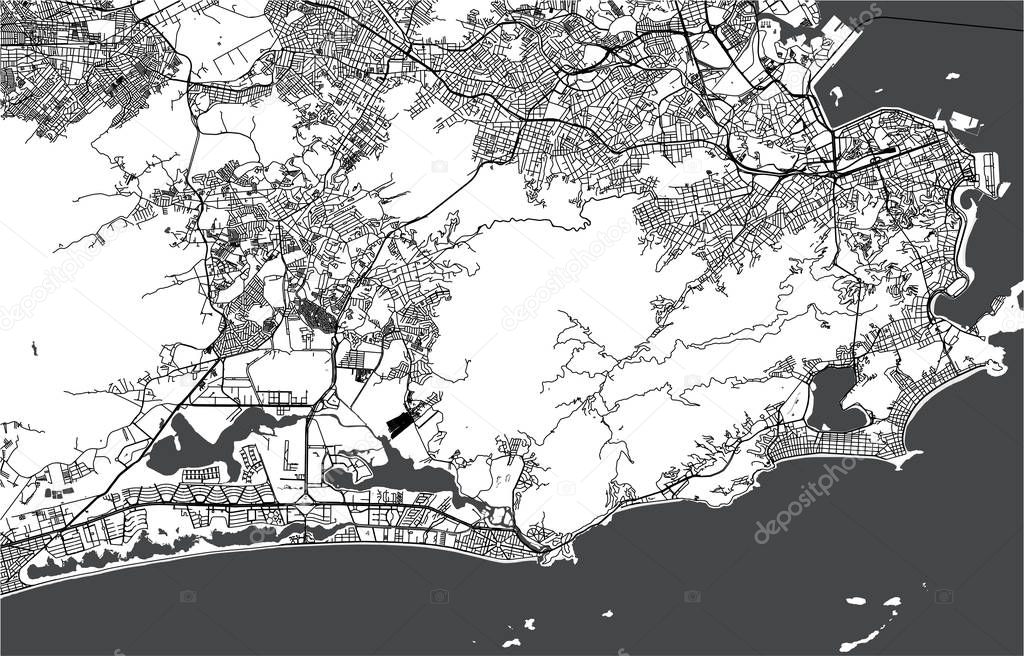 vector map of the city of Rio de Janeiro, Southeast, Brazil