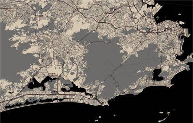 vektör harita, Rio de Janeiro şehrine, Güneydoğu, Brezilya