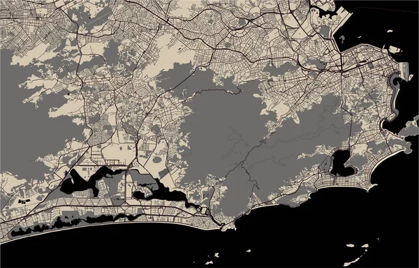 Vektorová Mapa Města Rio Janeiro Jihovýchod Brazílie — Stockový vektor