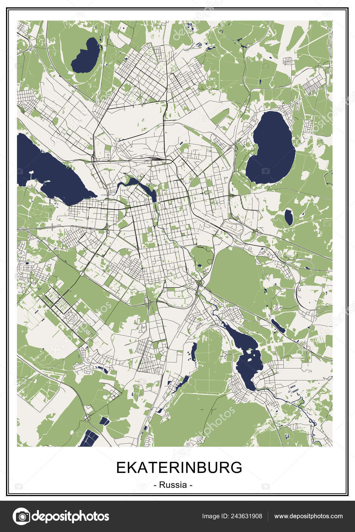 Vector Map City Yekaterinburg Sverdlovsk Oblast Ural Russia Stock Vector Image By C Tish11 243631908