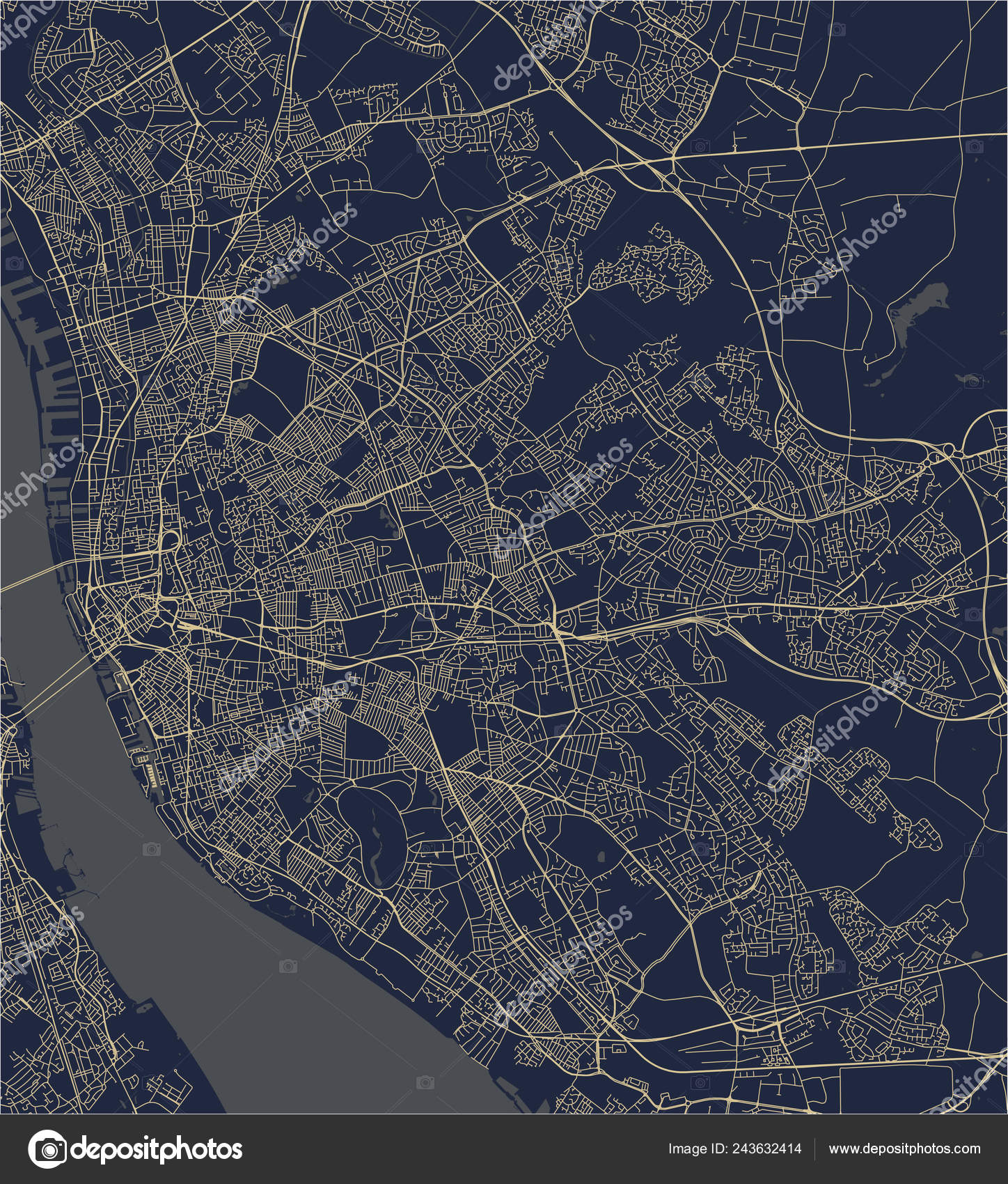 Vector Map City Liverpool Birkenhead United Kingdom Vector Image By C Tish11 Vector Stock 243632414