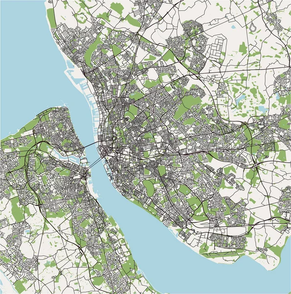 Vector Χάρτη Της Πόλης Του Λίβερπουλ Χανιά Πόλη Ελλάδα — Διανυσματικό Αρχείο