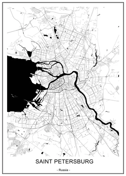 Mapa São Petersburgo, Rússia —  Vetores de Stock