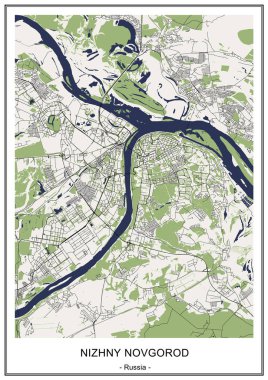 Nizhny Novgorod, Rusya'nın şehrin vektör harita