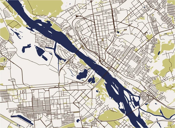 ノヴォシビルスク, ロシアの市の地図 — ストックベクタ