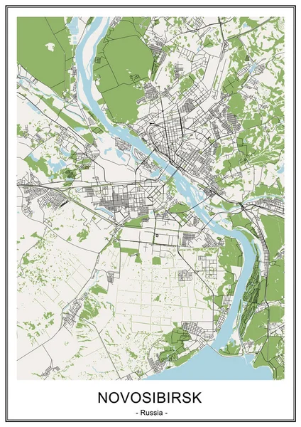 ノヴォシビルスク, ロシアの市の地図 — ストックベクタ