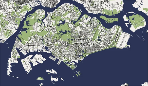 新加坡共和国新加坡城市地图 — 图库矢量图片