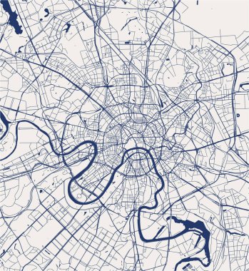 Moskova, Rusya'nın şehrin modern harita vektör