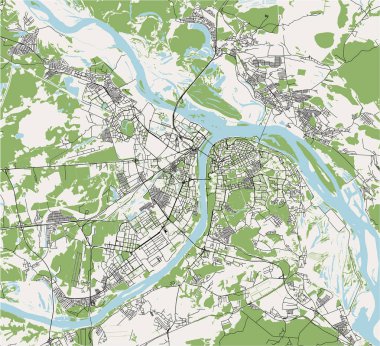 Nizhny Novgorod, Rusya'nın şehrin vektör harita
