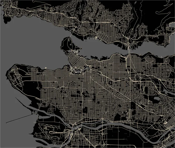 Mapa Vetorial Cidade Vancouver Canadá — Vetor de Stock