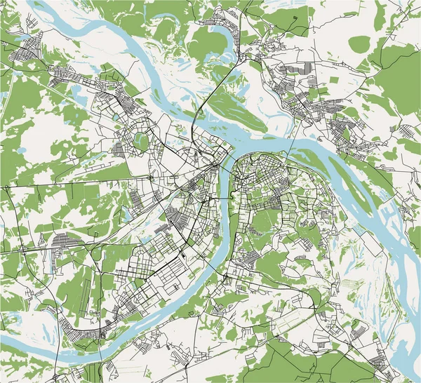 Mapa Vectorial Ciudad Nizhny Novgorod Rusia — Vector de stock