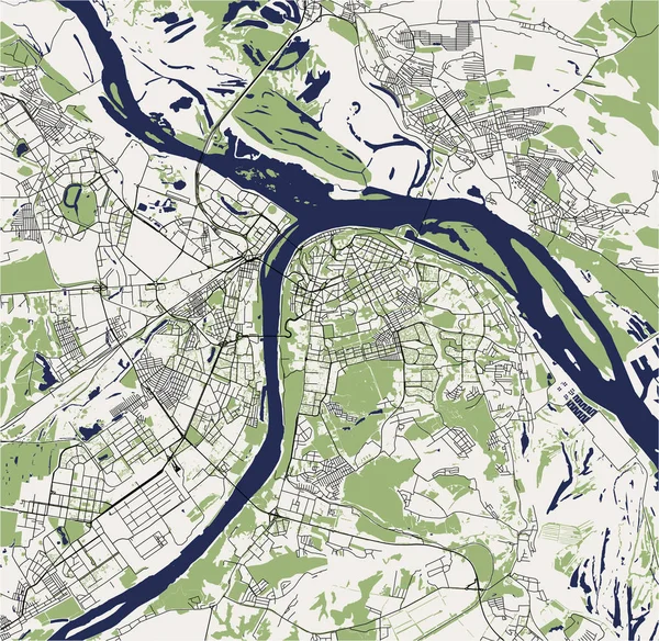 Mapa Vectorial Ciudad Nizhny Novgorod Rusia — Archivo Imágenes Vectoriales