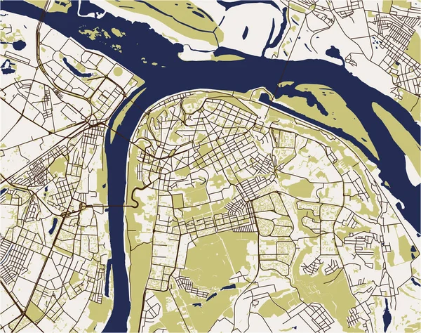 Mapa Vectorial Ciudad Nizhny Novgorod Rusia — Vector de stock