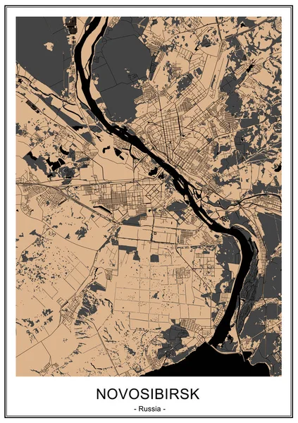 Mapa Vectorial Ciudad Novosibirsk Siberia Rusia — Archivo Imágenes Vectoriales