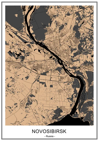 Mapa Vectorial Ciudad Novosibirsk Siberia Rusia — Vector de stock