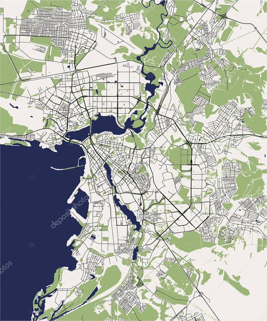 vector map of the city of Kazan, Tatarstan, Russia