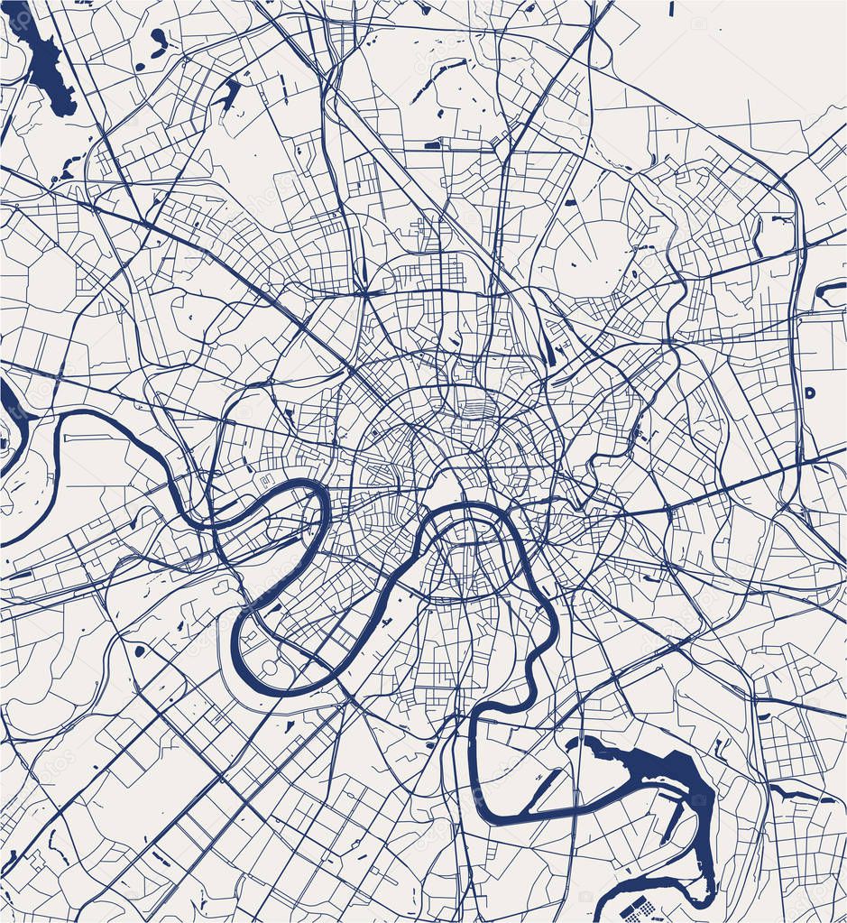 vector modern map of the city of Moscow, Russia