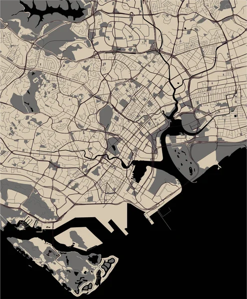 Vector Mapa Ciudad Singapur República Singapur — Archivo Imágenes Vectoriales