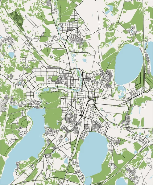 Mapa da cidade de Chelyabinsk, Rússia —  Vetores de Stock