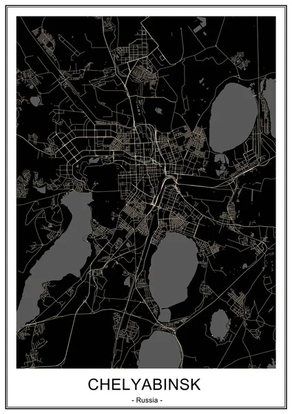 Mappa della città di Chelyabinsk, Russia — Vettoriale Stock