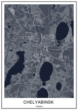 Chelyabinsk, Rusya'nın şehrin vektör harita