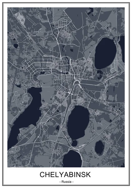 Vektor Karta Över Staden Chelyabinsk Ryssland — Stock vektor