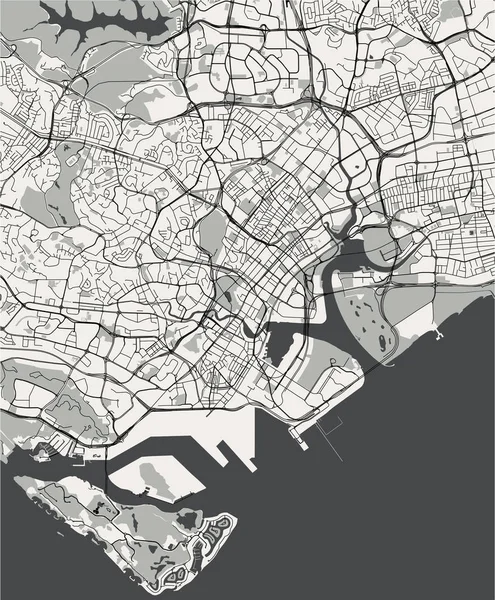 Vector Mapa Ciudad Singapur República Singapur — Archivo Imágenes Vectoriales