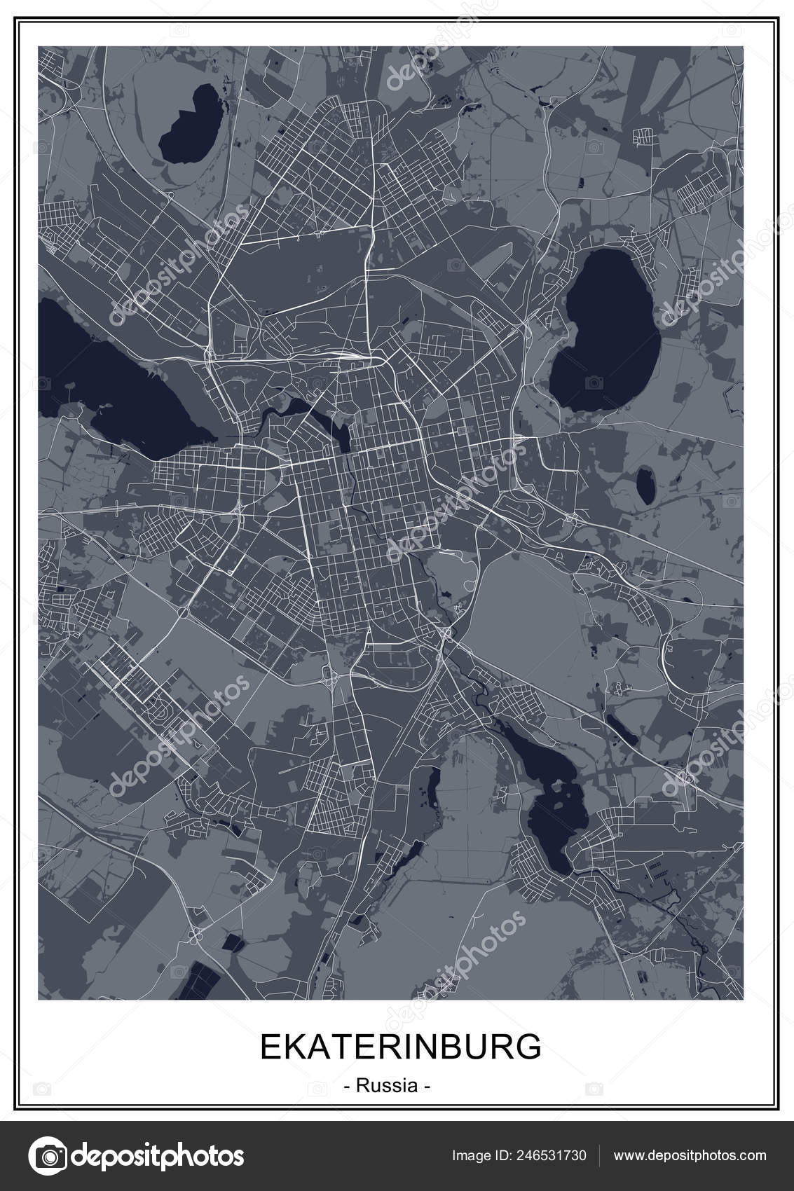Vector Map City Yekaterinburg Sverdlovsk Oblast Ural Russia Stock Vector Image By C Tish11 246531730