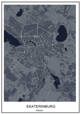 vektör harita Yekaterinburg şehir, Sverdlovsk Oblast, Ural, Rusya Federasyonu