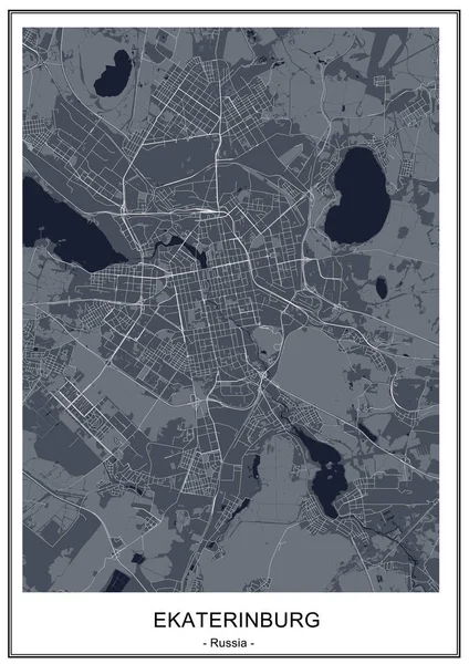 Mapa Vectorial Ciudad Ekaterimburgo Óblast Sverdlovsk Ural Rusia — Archivo Imágenes Vectoriales