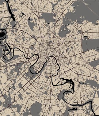 Moskova, Rusya'nın şehrin modern harita vektör