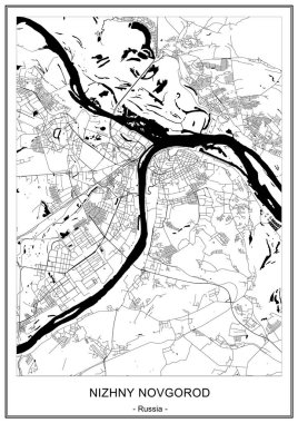 Nizhny Novgorod, Rusya'nın şehrin vektör harita