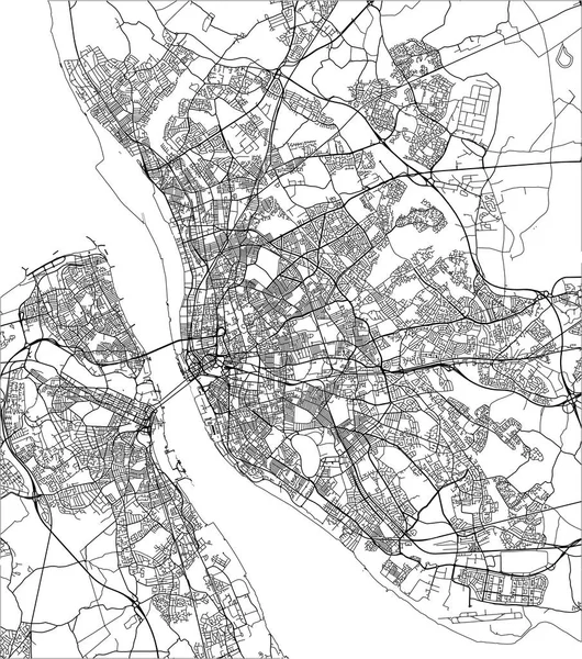 Vector Mapa Ciudad Liverpool Birkenhead Reino Unido — Archivo Imágenes Vectoriales